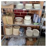 CONTENTS OF RACK- PLATES, CUPS AND PLASTIC