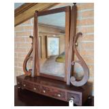 ANTIQUE FOOTED FLAME MAHOGANY ACCENT SHAVING  MIRR