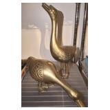 2 PC BRASS DECORATIVE DUCK STATUES 16IN