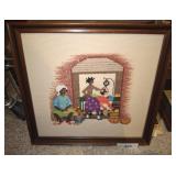 CHARLESTON MARKET NEEDLEPOINT FRAMED 15X15