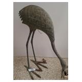 BRONZE CRANE GARDEN STATUE 24 INCH