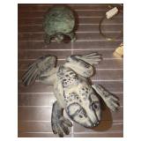 CAST BRASS FROG AND TURTLE, CANDLE LAMPS