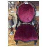 VICTORIAN MAHOGANY AND RED VELVET CHAIR