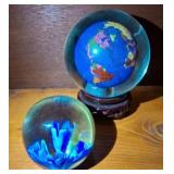 2 PC BLOWN GLASS PAPERWEIGHTS