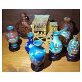 CLOISONE STYLE SNUFF BOTTLES, MINIATURE VASES