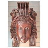 HAND CARVED HEAD WALL DECOR 8IN
