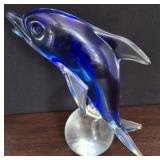 MURANO BLOWN GLASS DOLPHIN 10IN