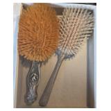 2 PC STERLING VANITY BRUSHES