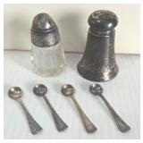 STERLING SALT SHAKER, SALT SPOONS STERLING