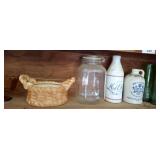 MILK BOTTLE, BASKET, AMBER COMPOTE