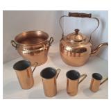 COPPER TEA KETTLE, BUCKET, MISC