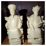 EMPEROR AND EMPRESS FAUX IVORY FIGURINES