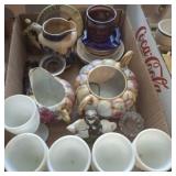 GLASSWARE, CORDIALS, MILK GLASS, CREAM AND SUGAR