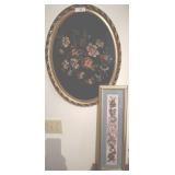OVAL FRAMED NEEDLEPOINT, FRAMED FLORAL