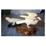 DECORATIVE HAND CARVED BIRD FIGURINES