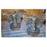 CAST BRONZE STYLE ANGEL BOOK ENDS
