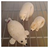 LANGHAM BLOWN GLASS SEAL AND POLAR BEARS