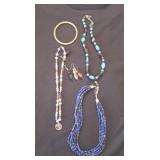 ASSORTED BEADED NECKLACES, TURQUIOSE
