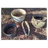3 PC CONCRETE AND TERRACOTTA PLANTERS