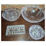 GLASS SERVING BOWLS, PLATTER, MISC