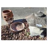 CONCRETE GARDEN PAGODA, TERRA COTTA PLANTER