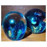 2 PC BLOWN GLASS PAPERWEIGHTS