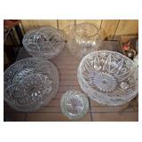 GLASS FRUIT BOWLS, ROSE BOWL, FOOTED BOWL