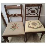 2 PC NEEDLEPOINT SEAT CHAIRS