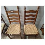 2 PC LADDER BACK RUSH BOTTOM CHAIRS