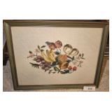 FRAMED FLORAL NEEDLE POINT 18X15