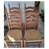 4 LADDER BACK RUSH BOTTOM CHAIRS