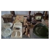 GROUP OF COLLECTIBLES, CLOCK, RESTS, ASH TRAY,