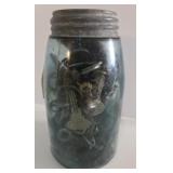 ANTIQUE BALL JAR WITH ZINC LID AND VINTAGE KEYS