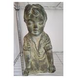 BRONZE KNEELING BOY STATUE 12 INCH