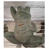 BRONZE RECLINING FROG STATUE  10 INCH