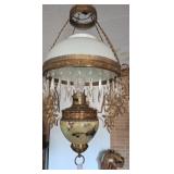 ANTIQUE ELECTRIFIED HANGING OIL LAMP