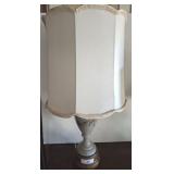 PORCELAIN BIRD AND FLORAL LAMP