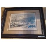 FRAMED CURRIER AND IVES PRINT 22X17