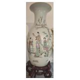 ORIENTAL VASE ON WOODEN STAND