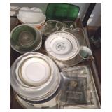 ASSORTED SAUCERS, ASH TRAY, MISC COLLECTIBLES