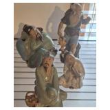 4 PC ORIENTAL MUD MEN FIGURINES