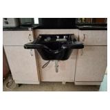 BEAUTY PARLOR STATION: SINK, MIRROR, CABINETS