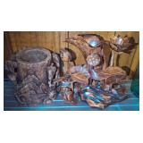 BURL HAND CARVED VASES10IN