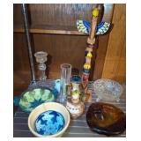 ASH TRAYS, BOWLS, CANDLE STICK HOLDER