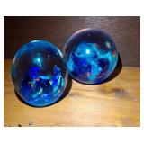 2 PC BLOWN GLASS PAPERWEIGHTS