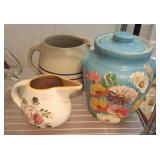 CERAMIC PITCHER, PAINTED PITCHER, COVERED JAR