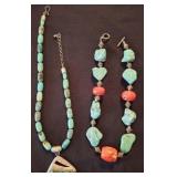 TURQUIOSE AND BLOOD CORAL NECKLACES