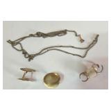 MARKED 14K CUFF LINKS AND DENTAL BRIDGE