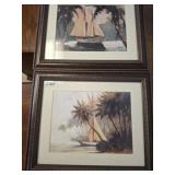 SIGNED TROPICAL/SAILBOAT PRINTS