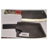 DAMASCUS BLADE FIXED BLADE CLEAVER WITH SHEATH,